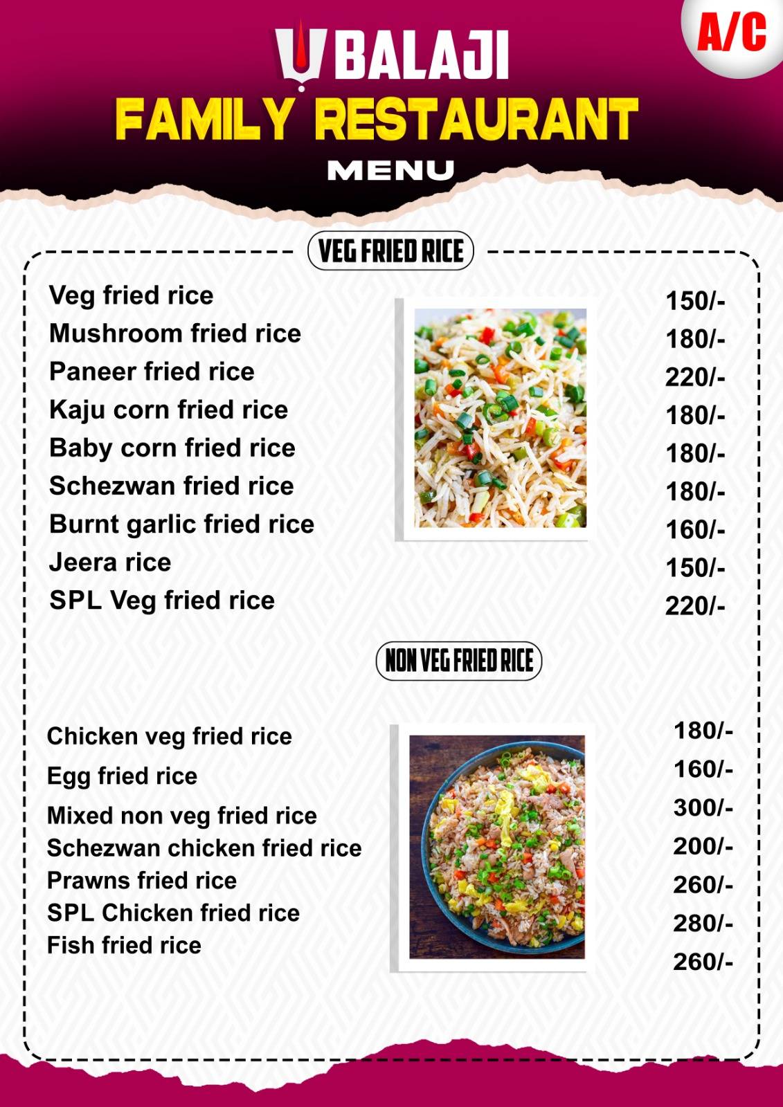 Balaji Family Restaurant (New) menu