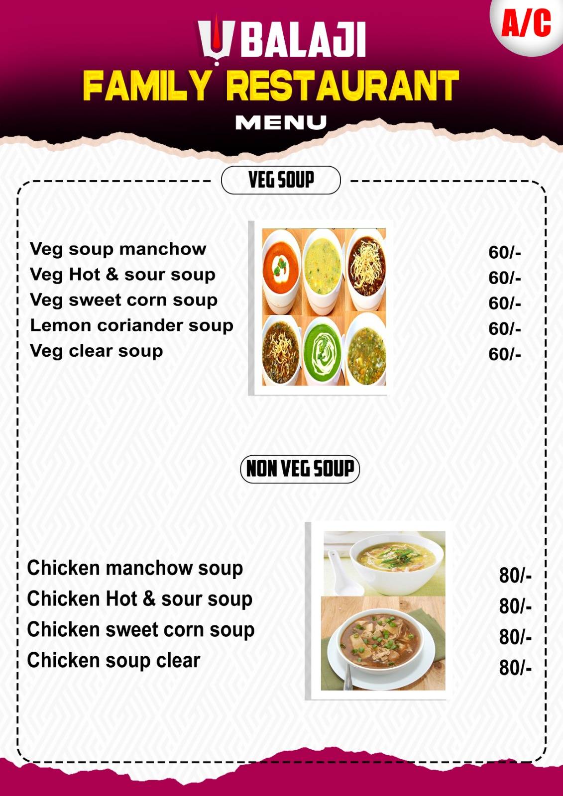 Balaji Family Restaurant (New) menu