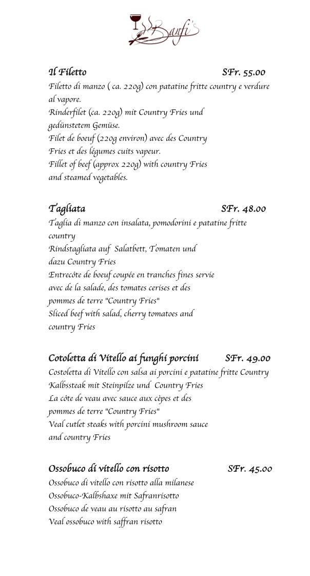 Menu di Banfi's 