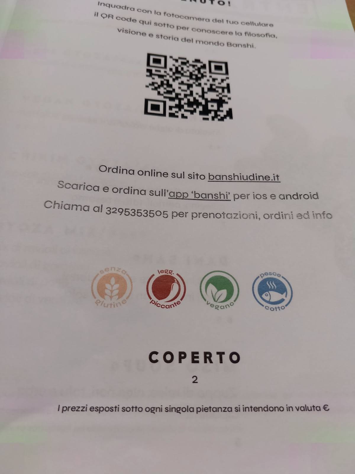Menu di Banshi Sushi Udine 