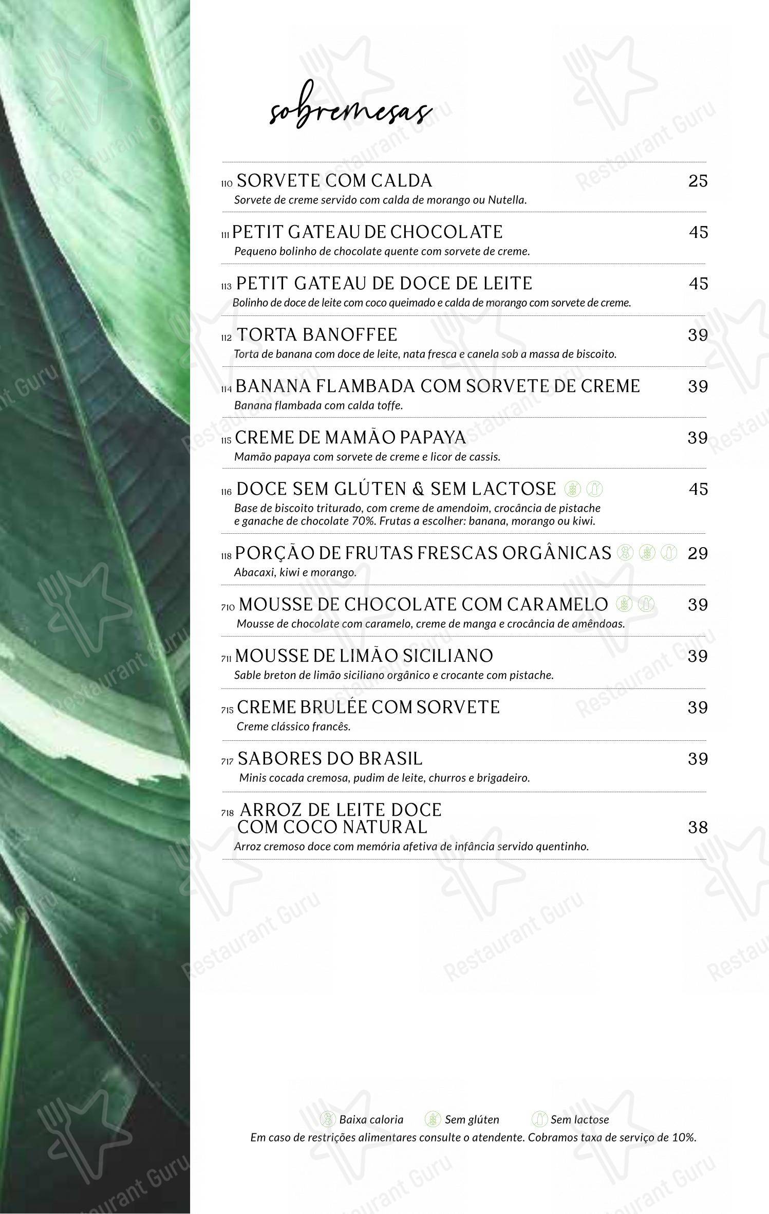 Menu para Baobá Bar e Restaurante em Itajaí