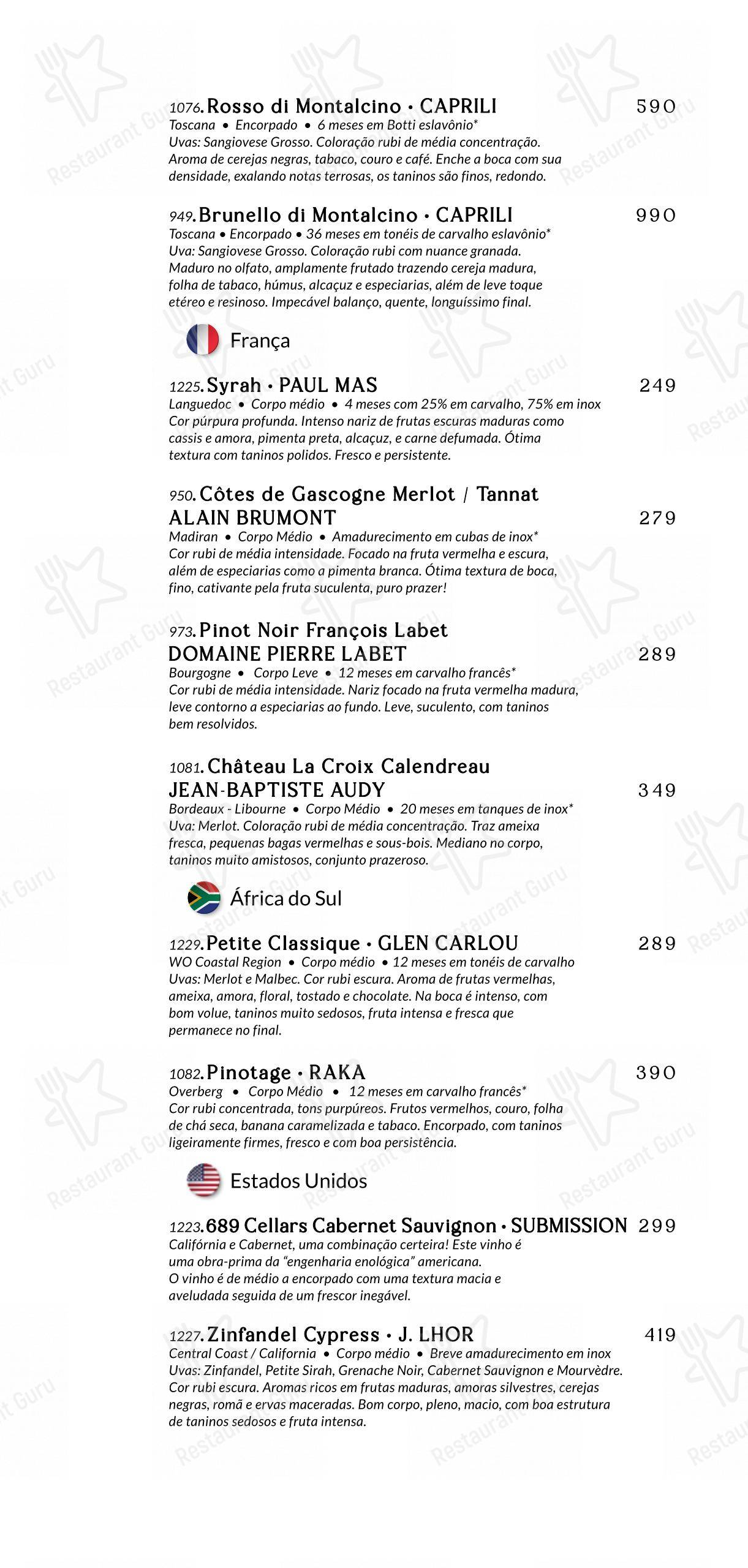 Baobá Bar e Restaurante - Menu bar