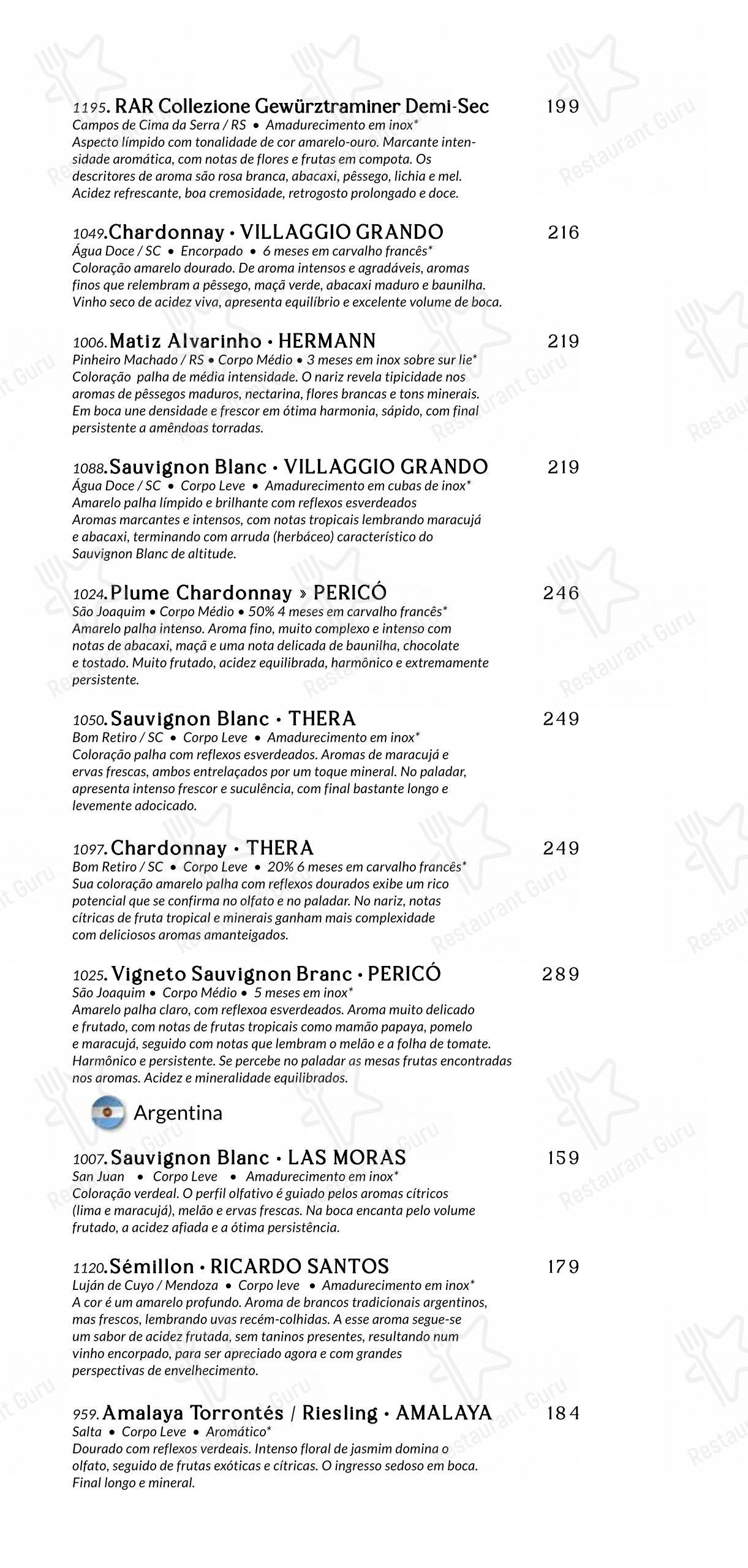 Baobá Bar e Restaurante - Menu bar