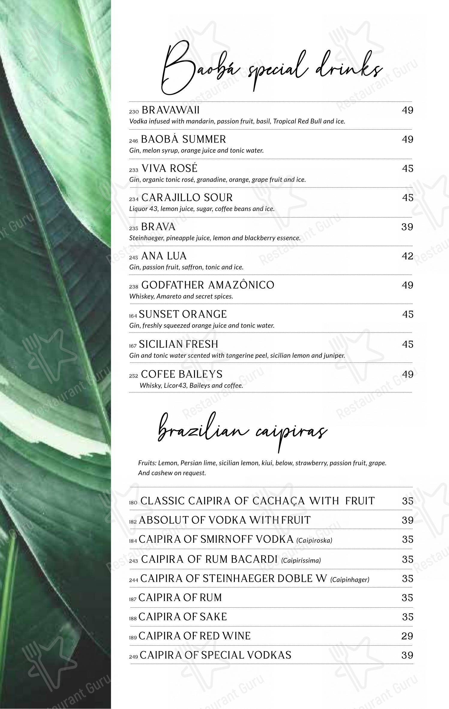 菜单 para Baobá Bar e Restaurante em Itajaí