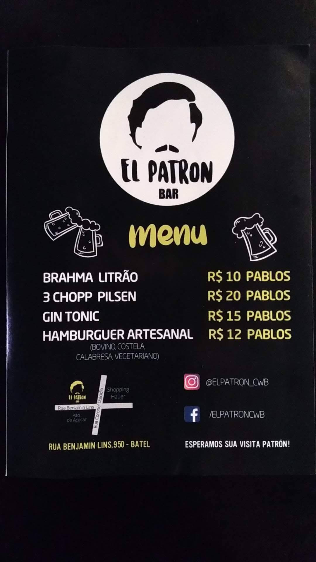 Menu em Bar Bigorna, Curitiba