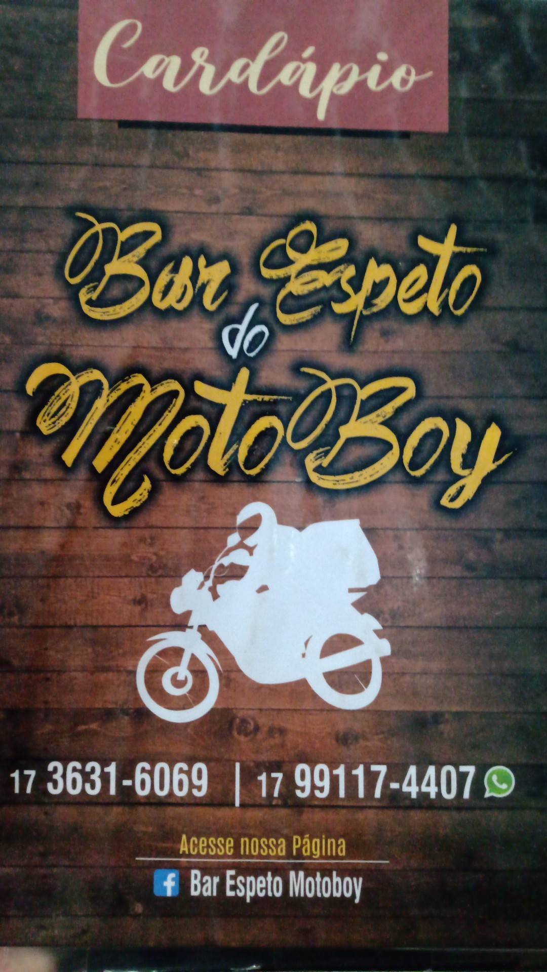 Bar Espeto Motoboy cardápio