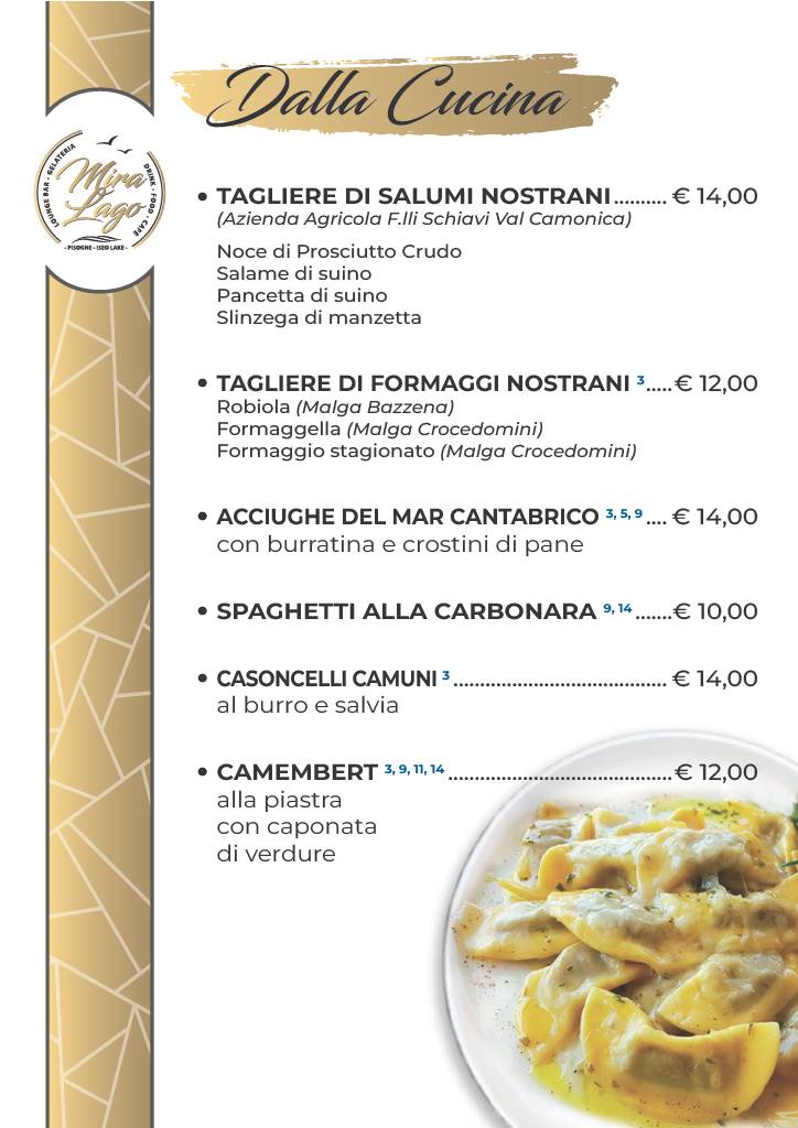 Menu di Bar Miralago Pisogne 