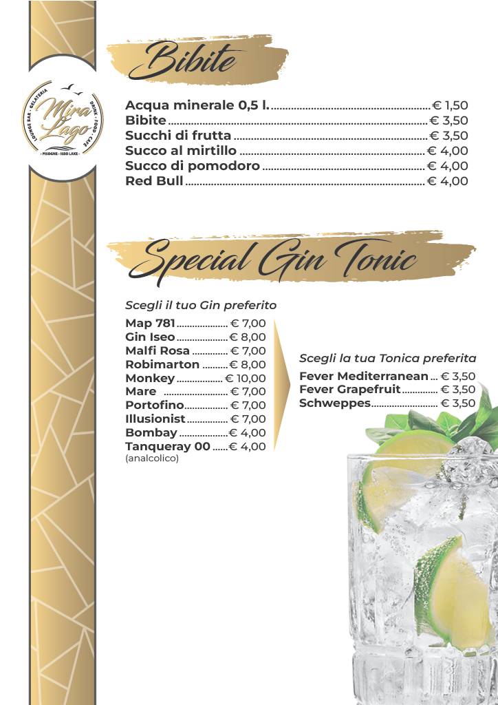 Menu di Bar Miralago Pisogne 