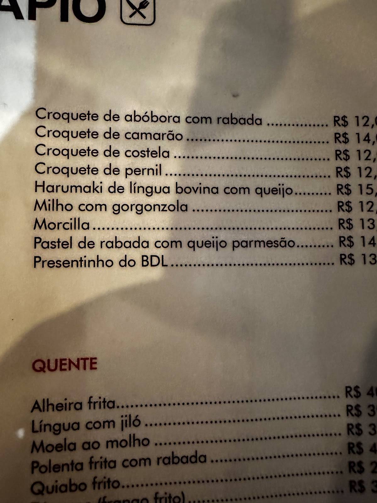 Bar Moela cardápio