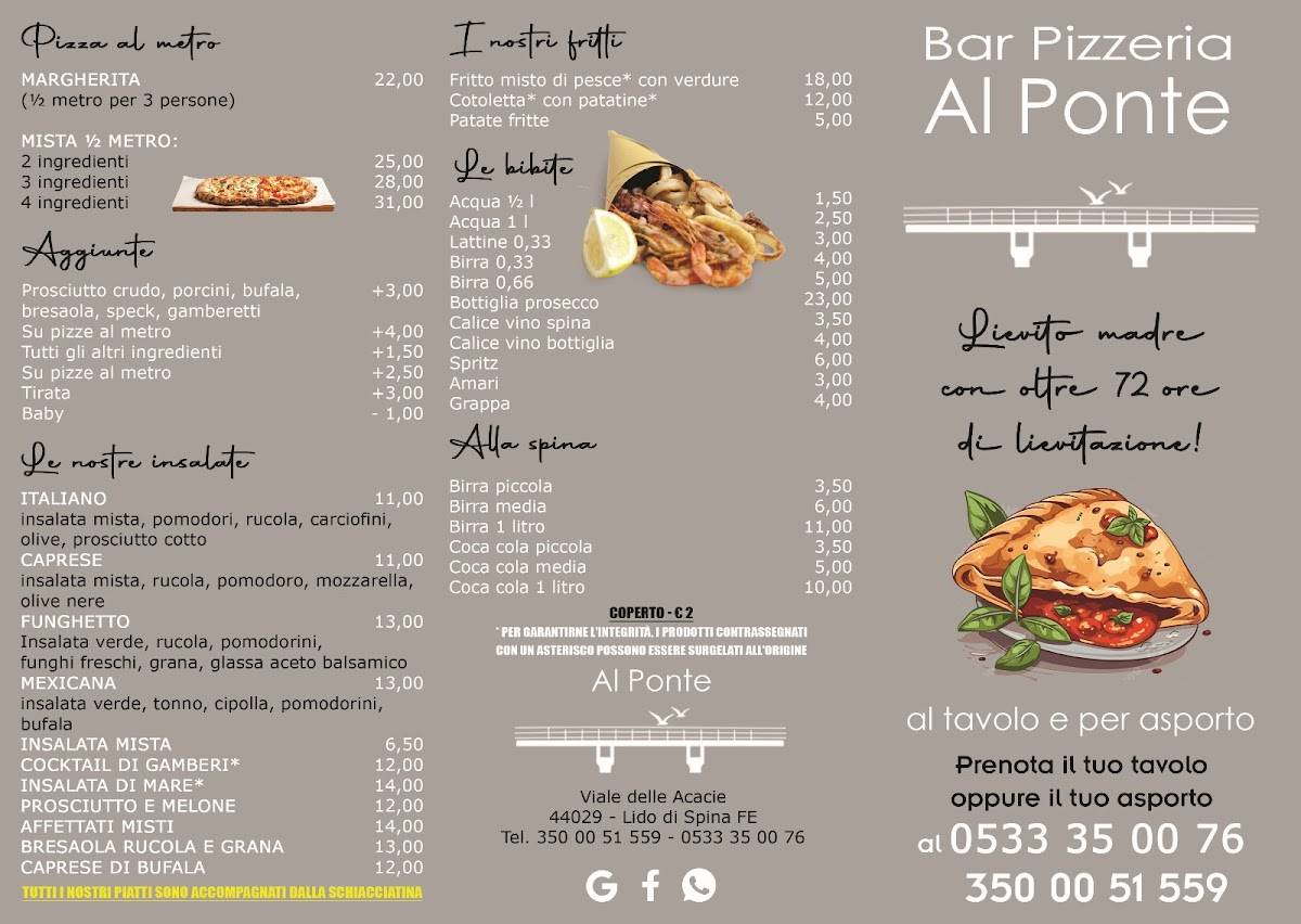 Menu di Bar Pizzeria Al Ponte 