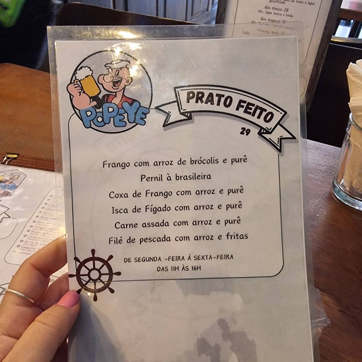 Bar Popeye cardápio