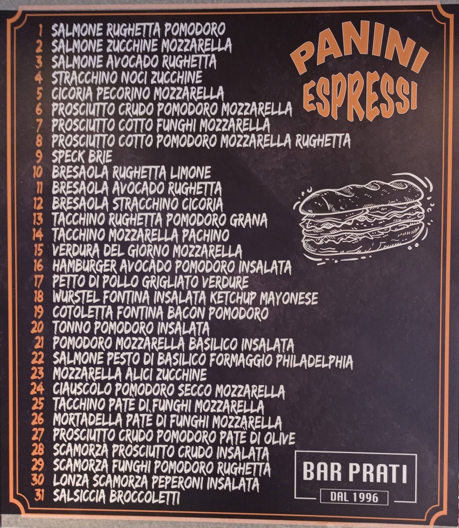 Menu di Bar Prati 