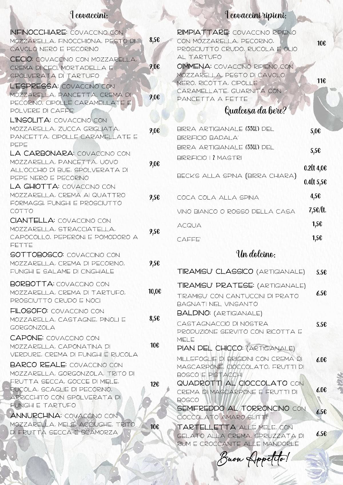 Menu di Bar Ristorante La Torre 