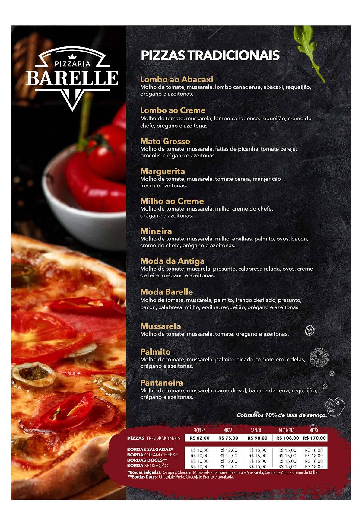 Barelle Pizzaria e Boliche cardápio