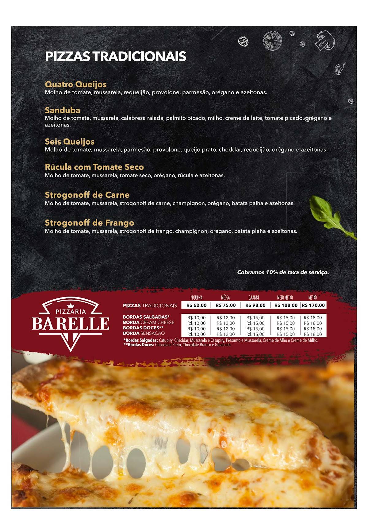 Barelle Pizzaria e Boliche cardápio