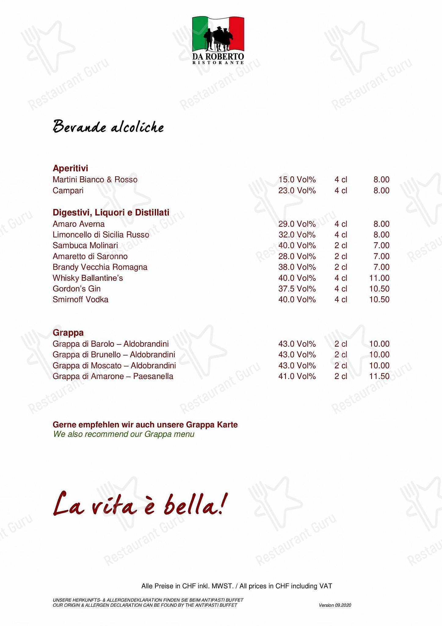 Menu di Ristorante Da Roberto - Catering Menu