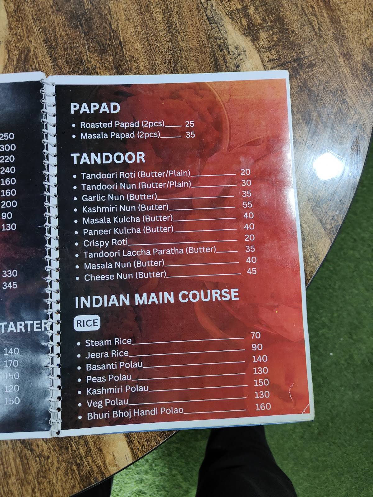 Bhuri Bhoj menu