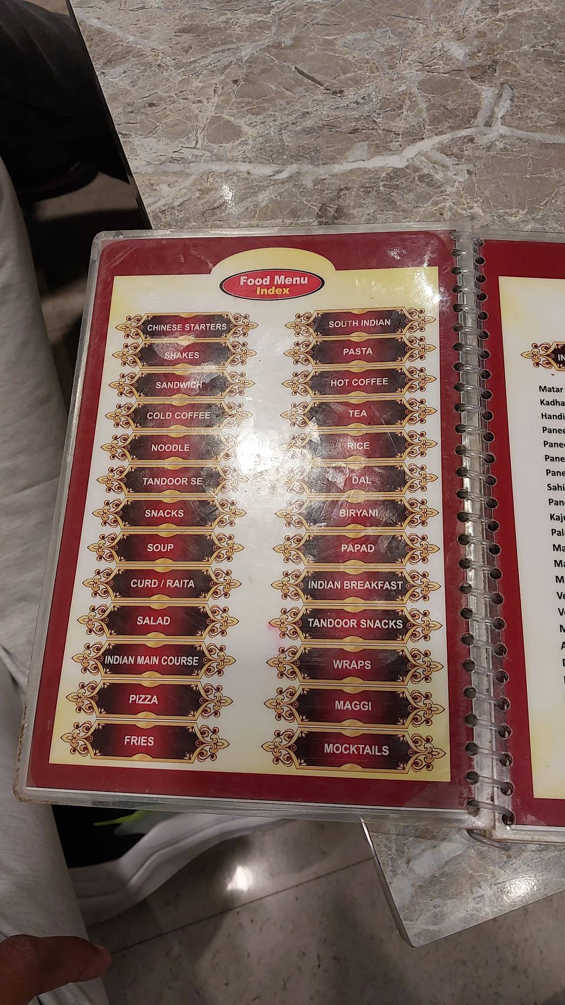 Baswari restaurant menu
