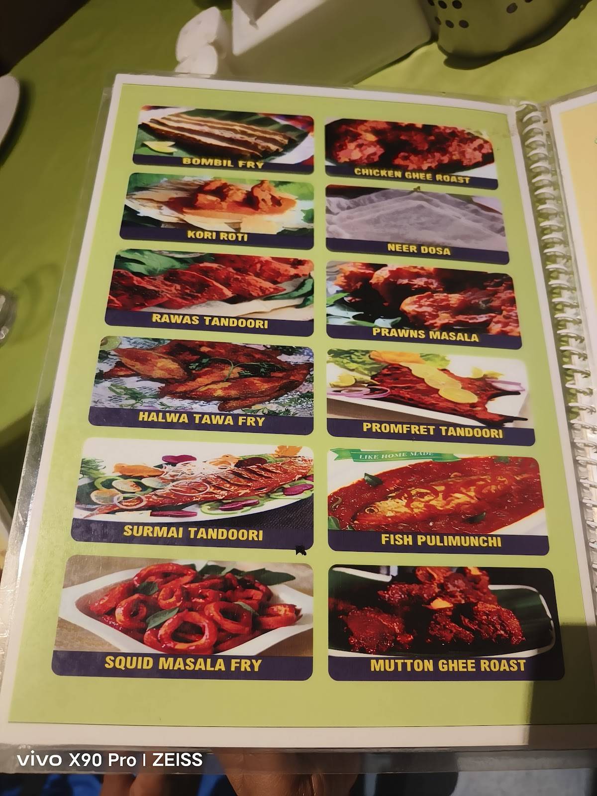 The Bay View menu
