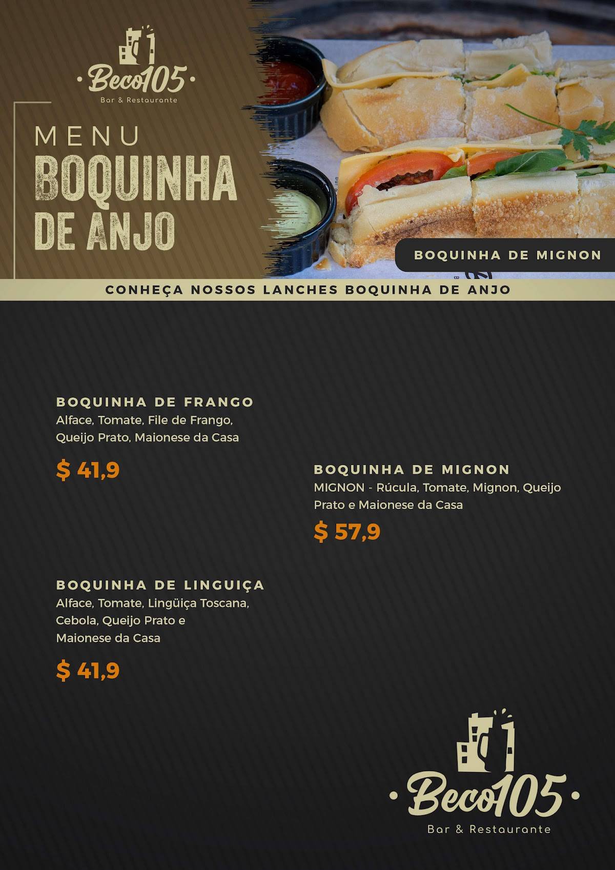 Beco 105 - Bar e Restaurante cardápio