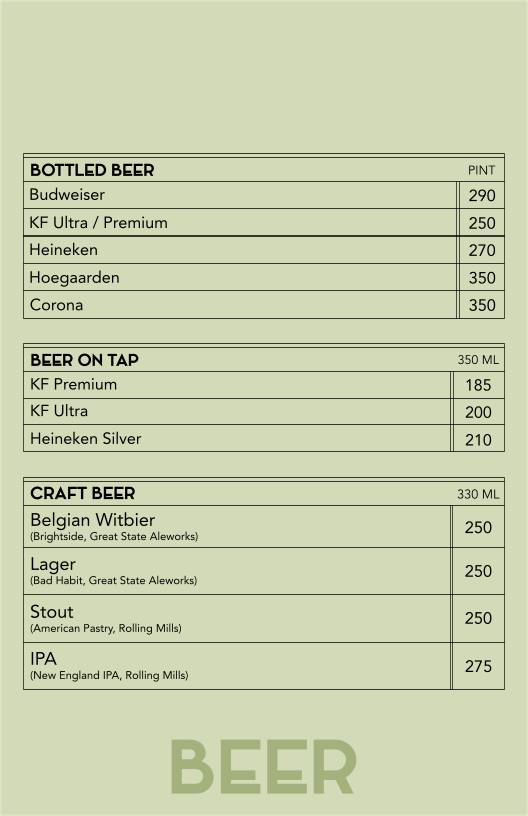 Beetroot Bistro menu