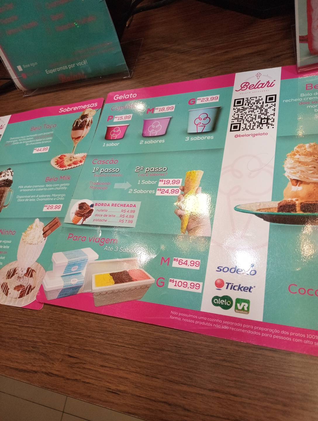 Belari Gelato Artesanal cardápio