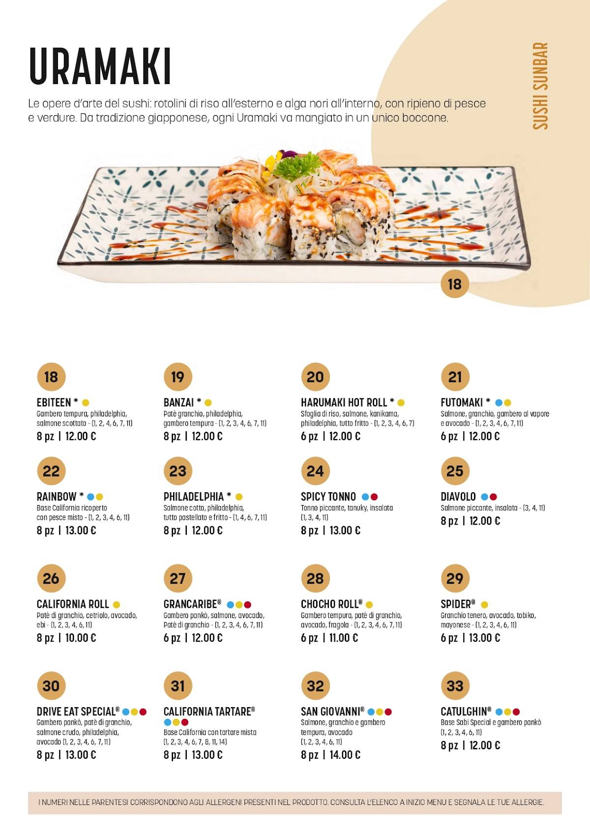 Menu di Drive Eat Sushi Sunbar 