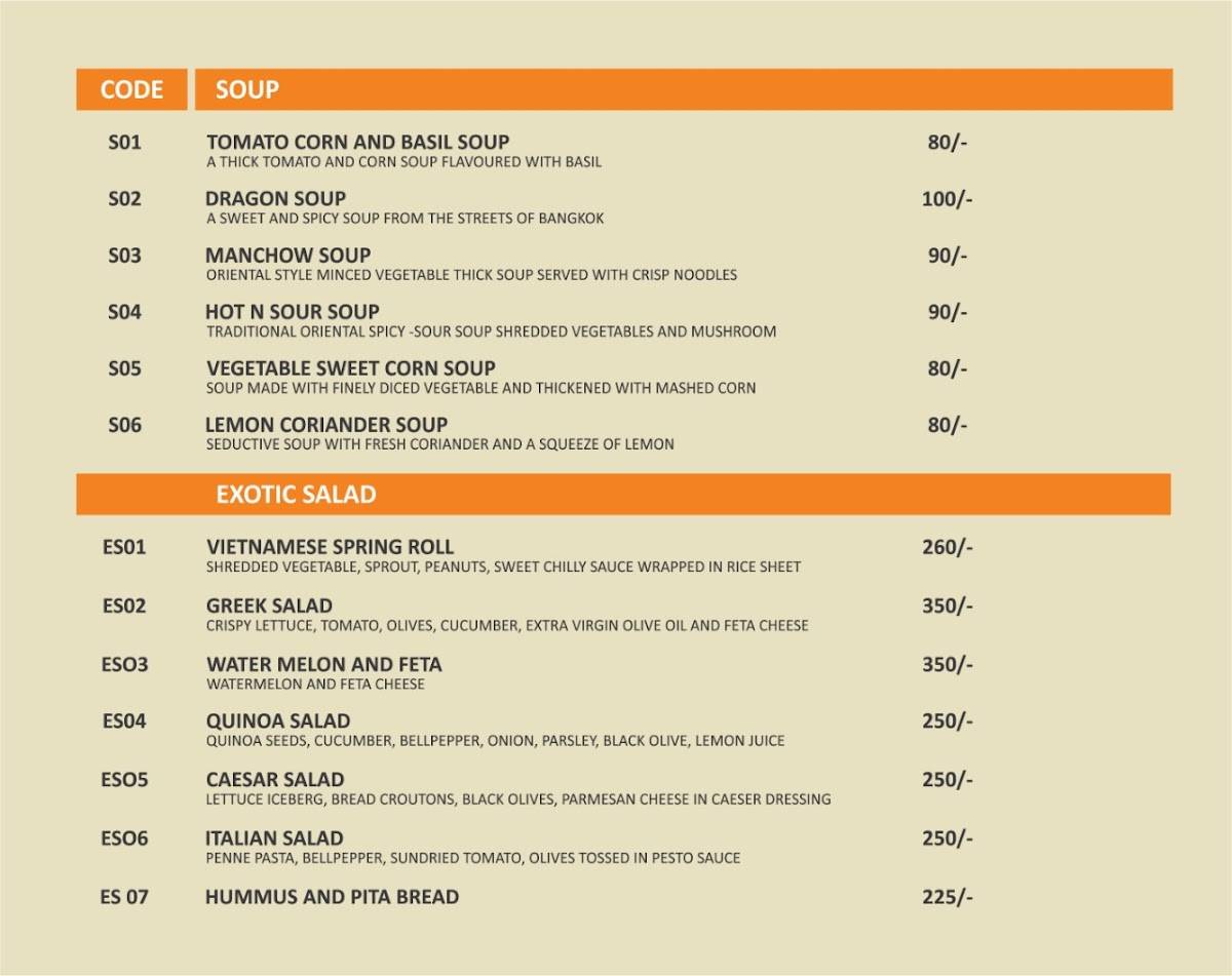 Bellpepper Restaurant menu