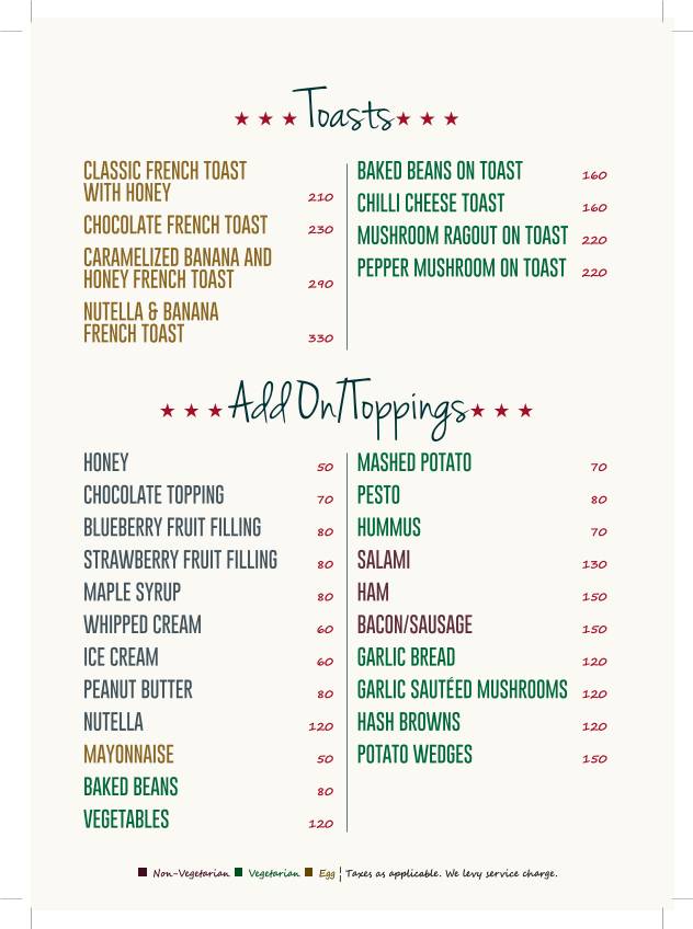 154 Breakfast Club menu