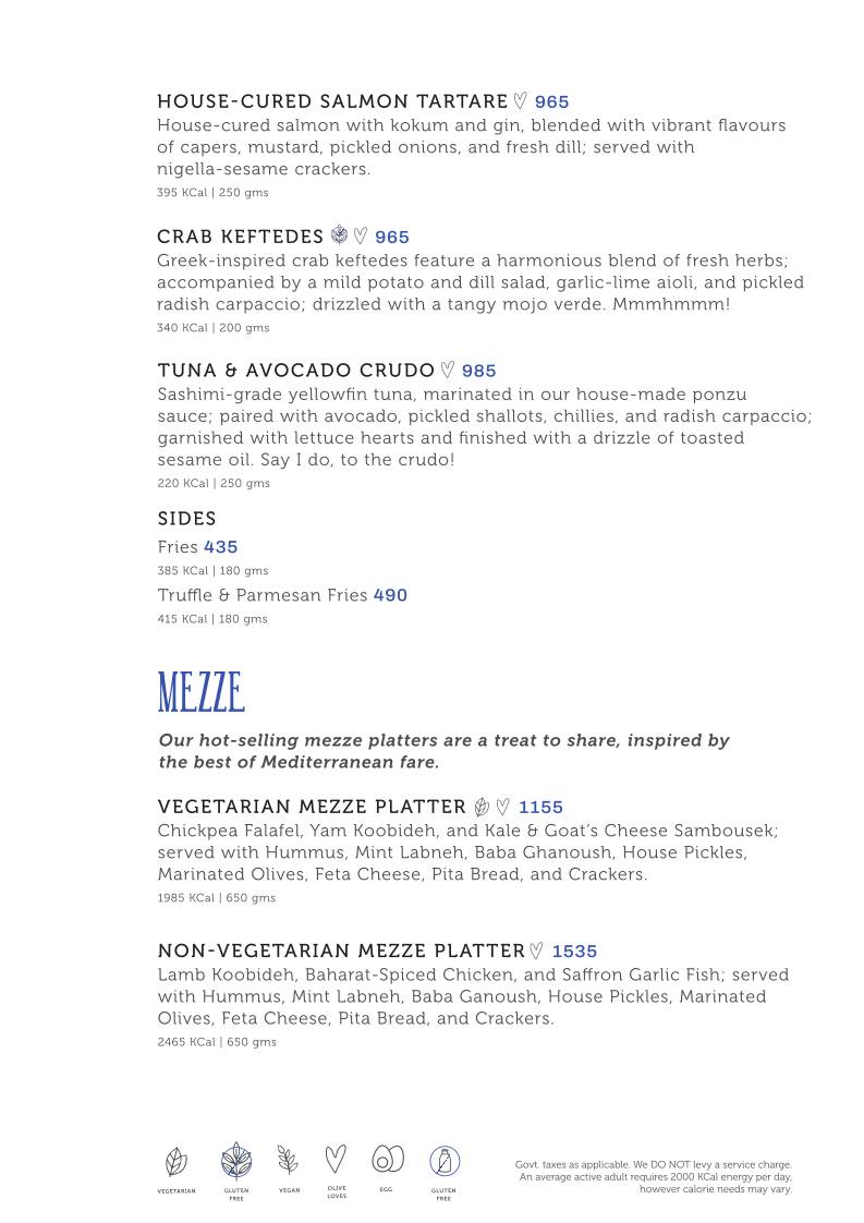 Olive Beach menu