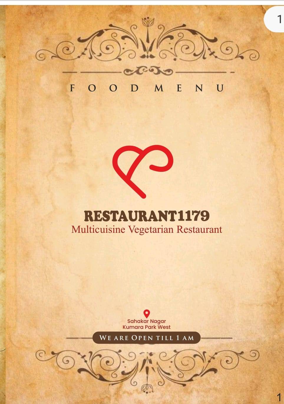 Restaurant1179 menu