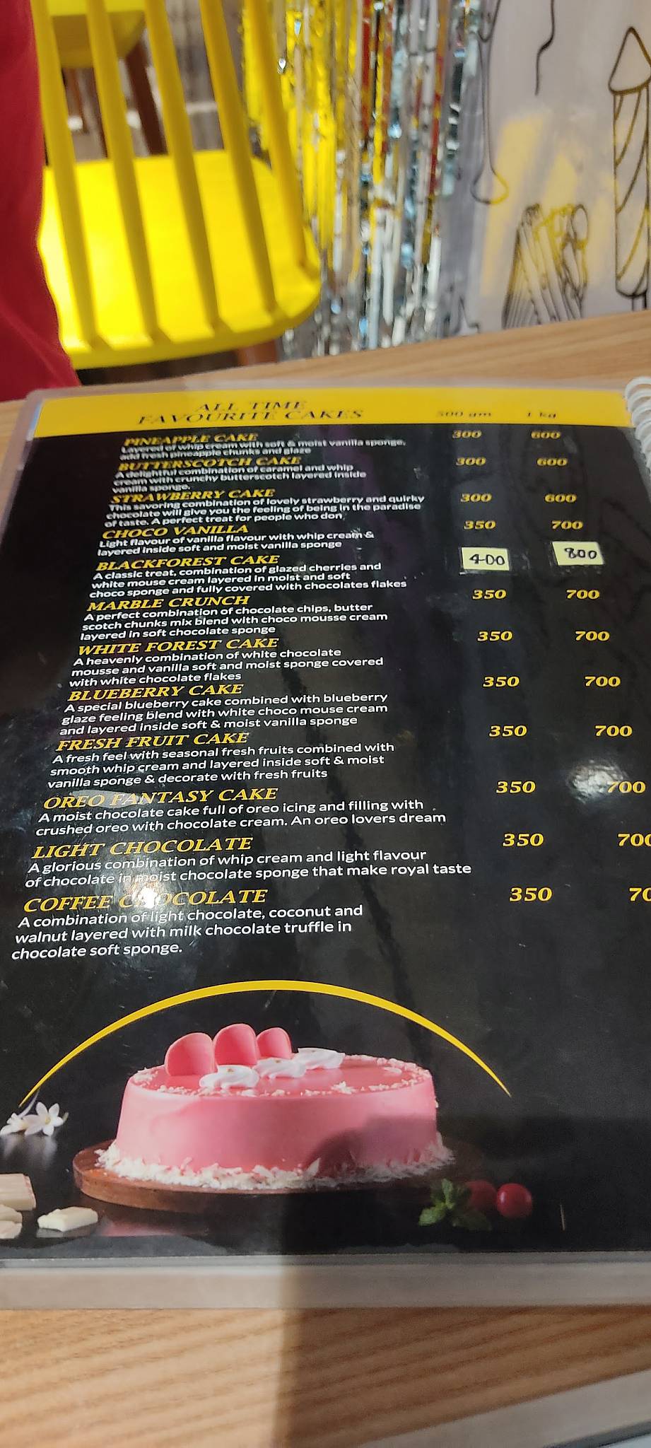 Bento Cakery menu