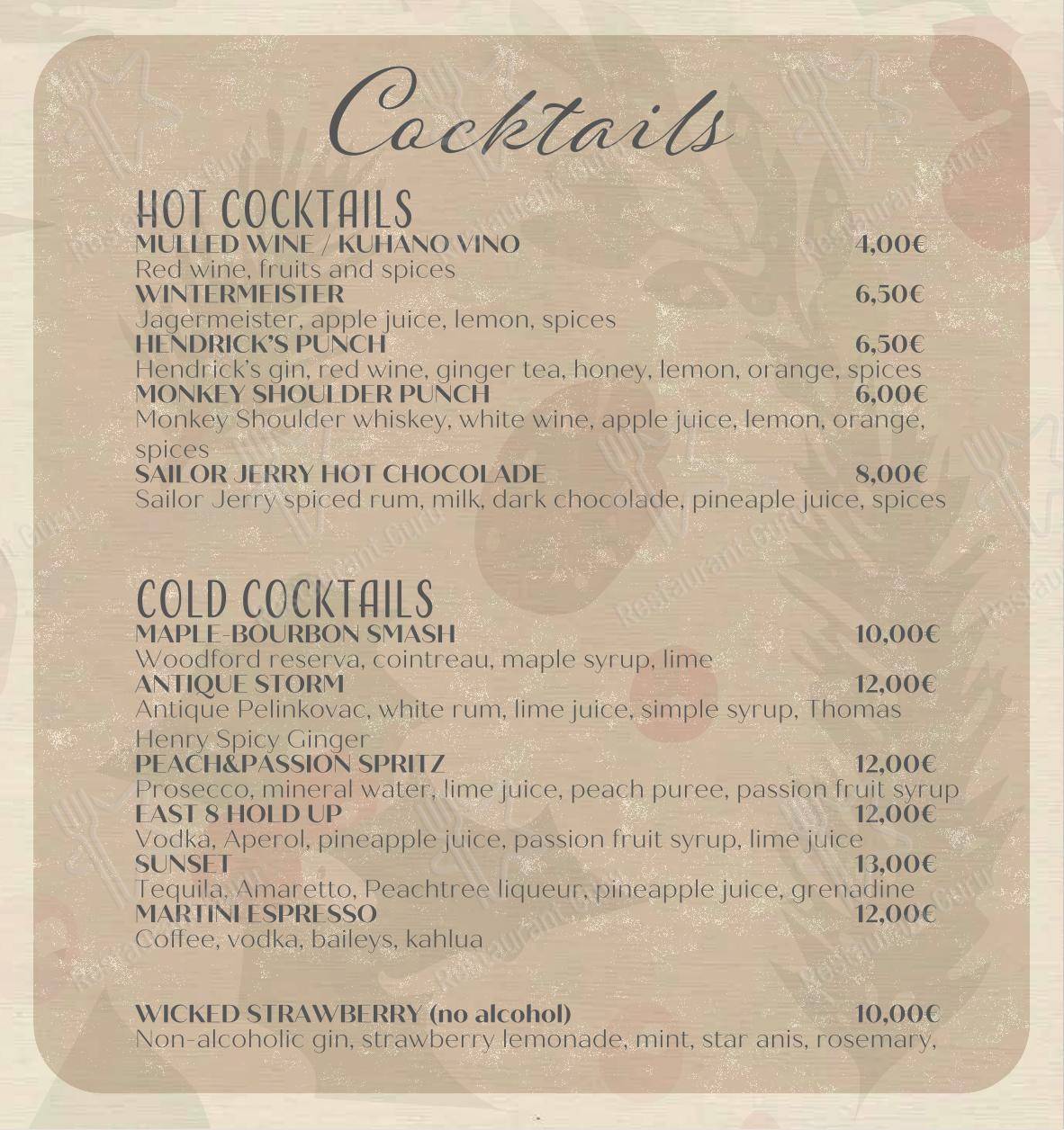 Основное меню per Bepa ristorante