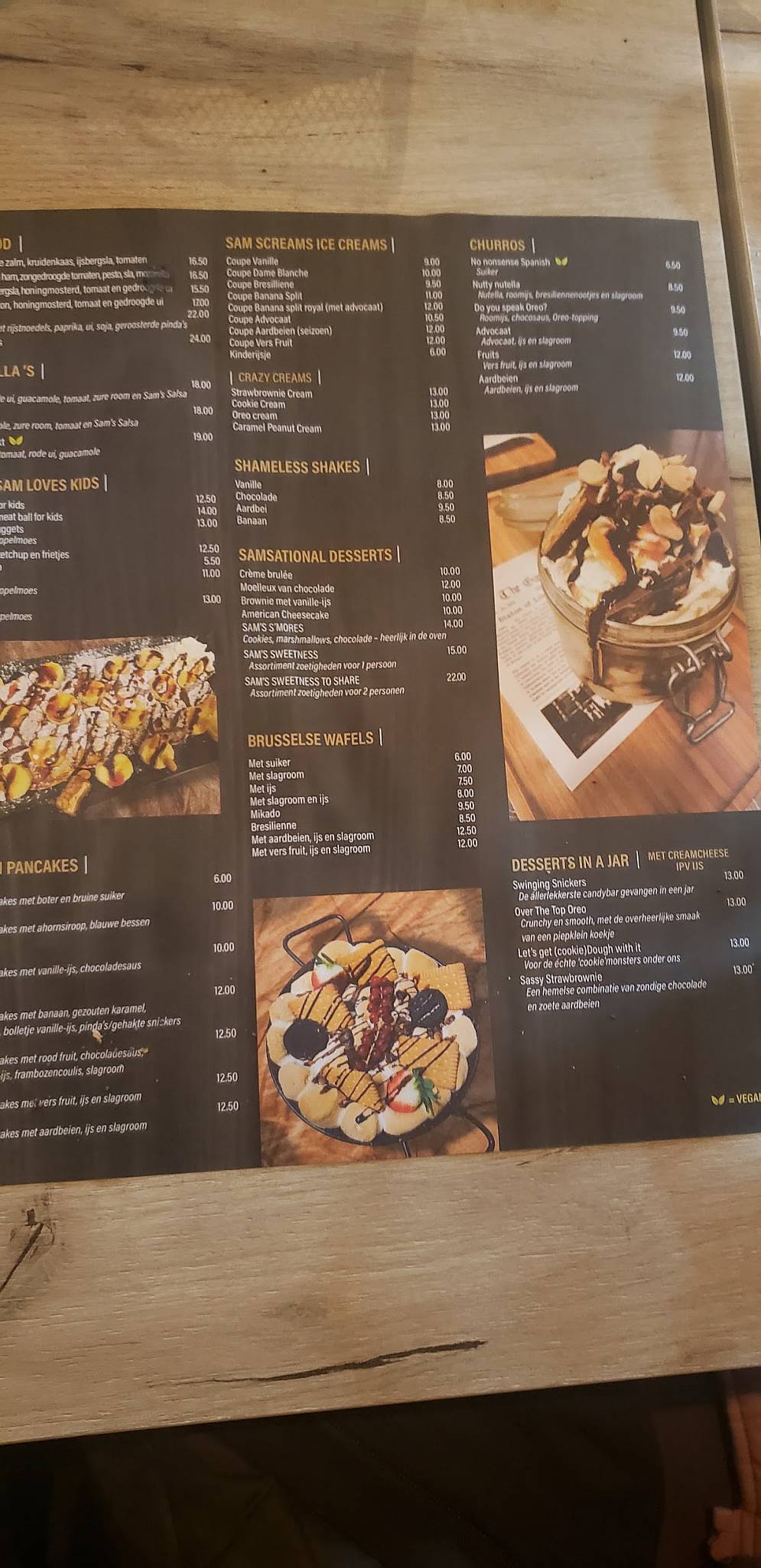 Menu de Sam’s Table