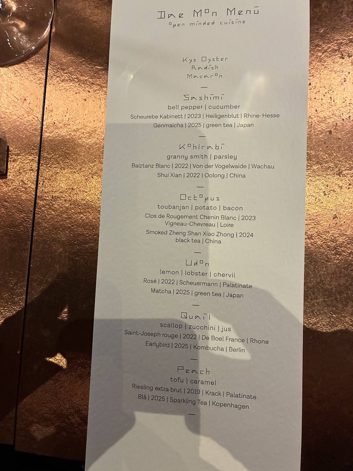 Menu de Restaurant Dae Mon
