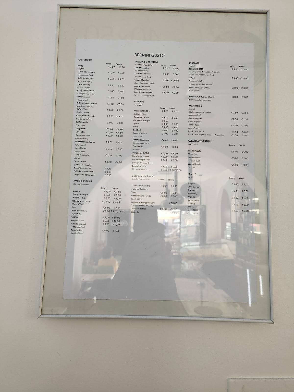Menu di Cafe Bernini Gusto 