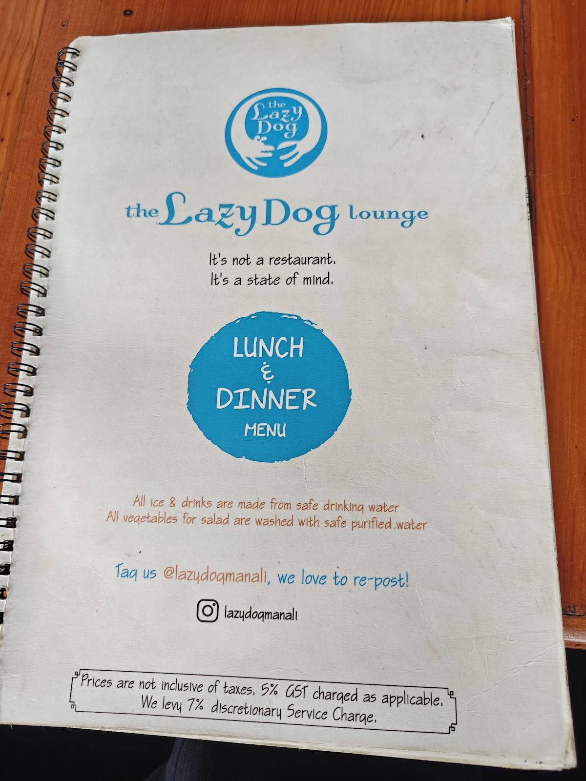 The Lazy Dog menu