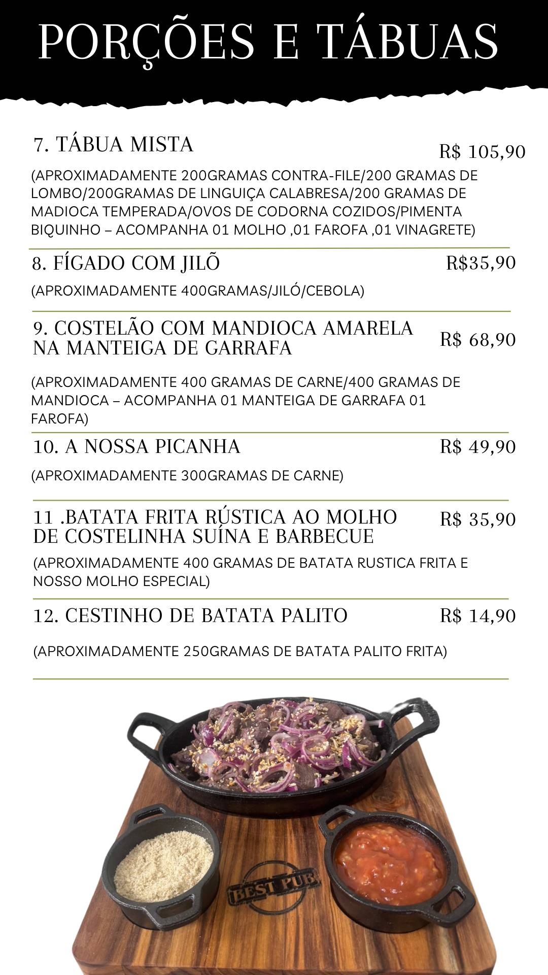 Best pub cardápio