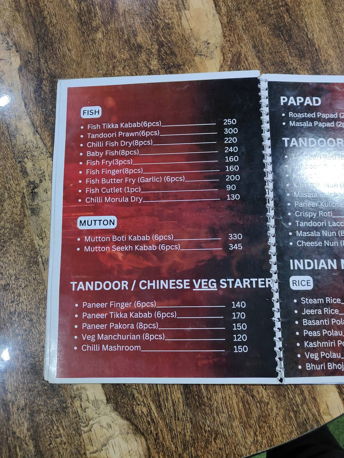 Bhuri Bhoj menu