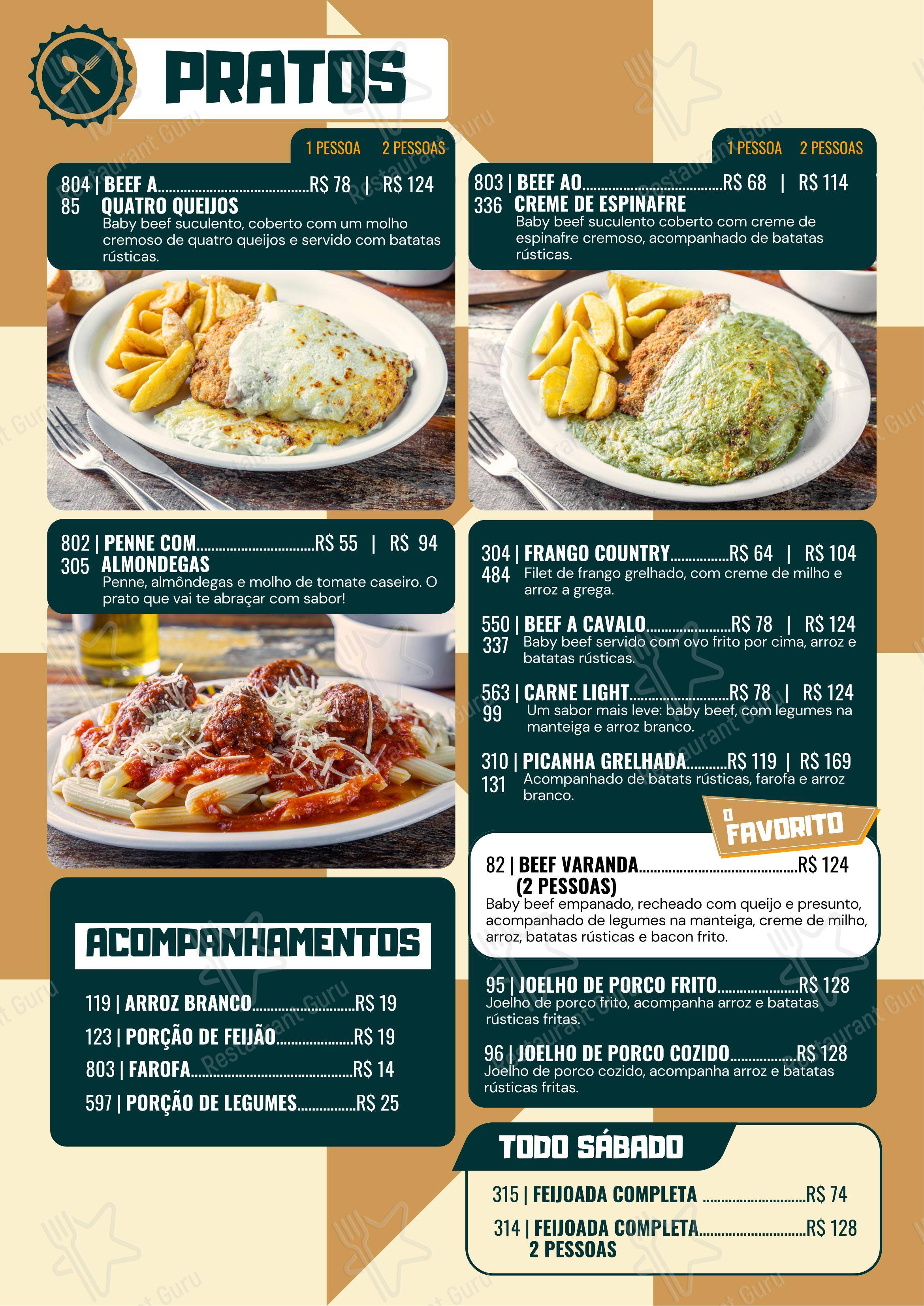 Menu para Varanda Botecaria restaurante
