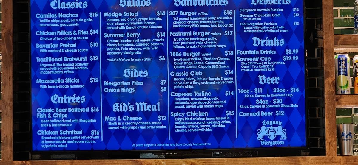 Menu at Biergarten Restaurant, Farmington