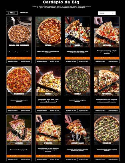 Big Pizzas cardápio