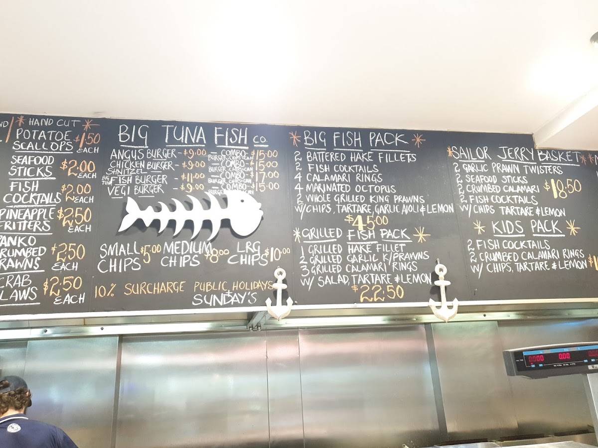 Menu at Big Tuna Fish Co. restaurant, The Entrance