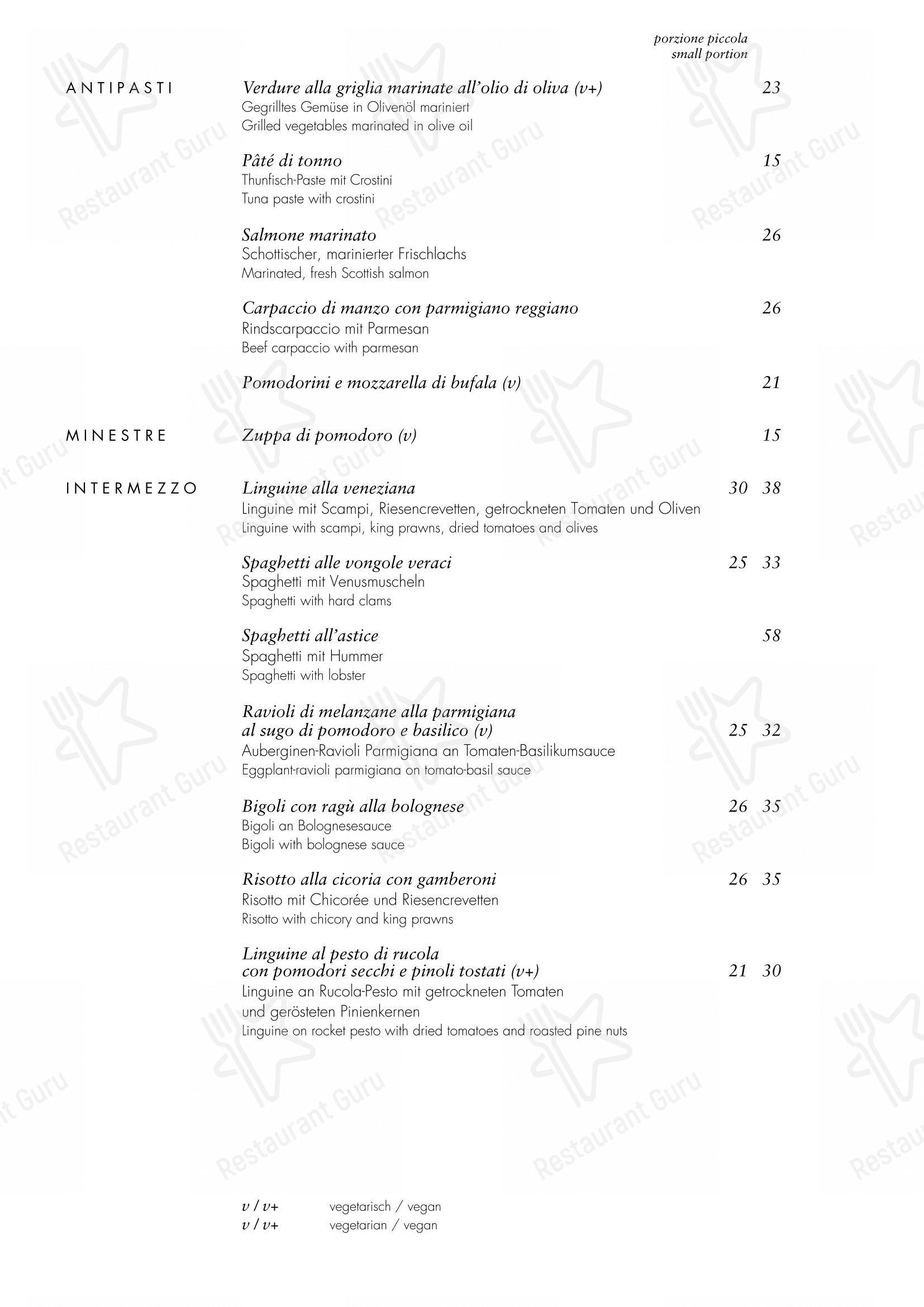 Bindella in Zurigo - Menu bar