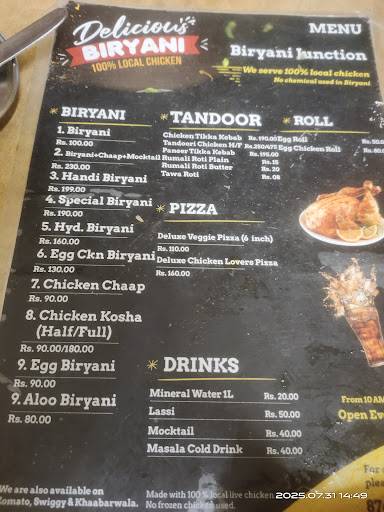 Biryani Junction menu