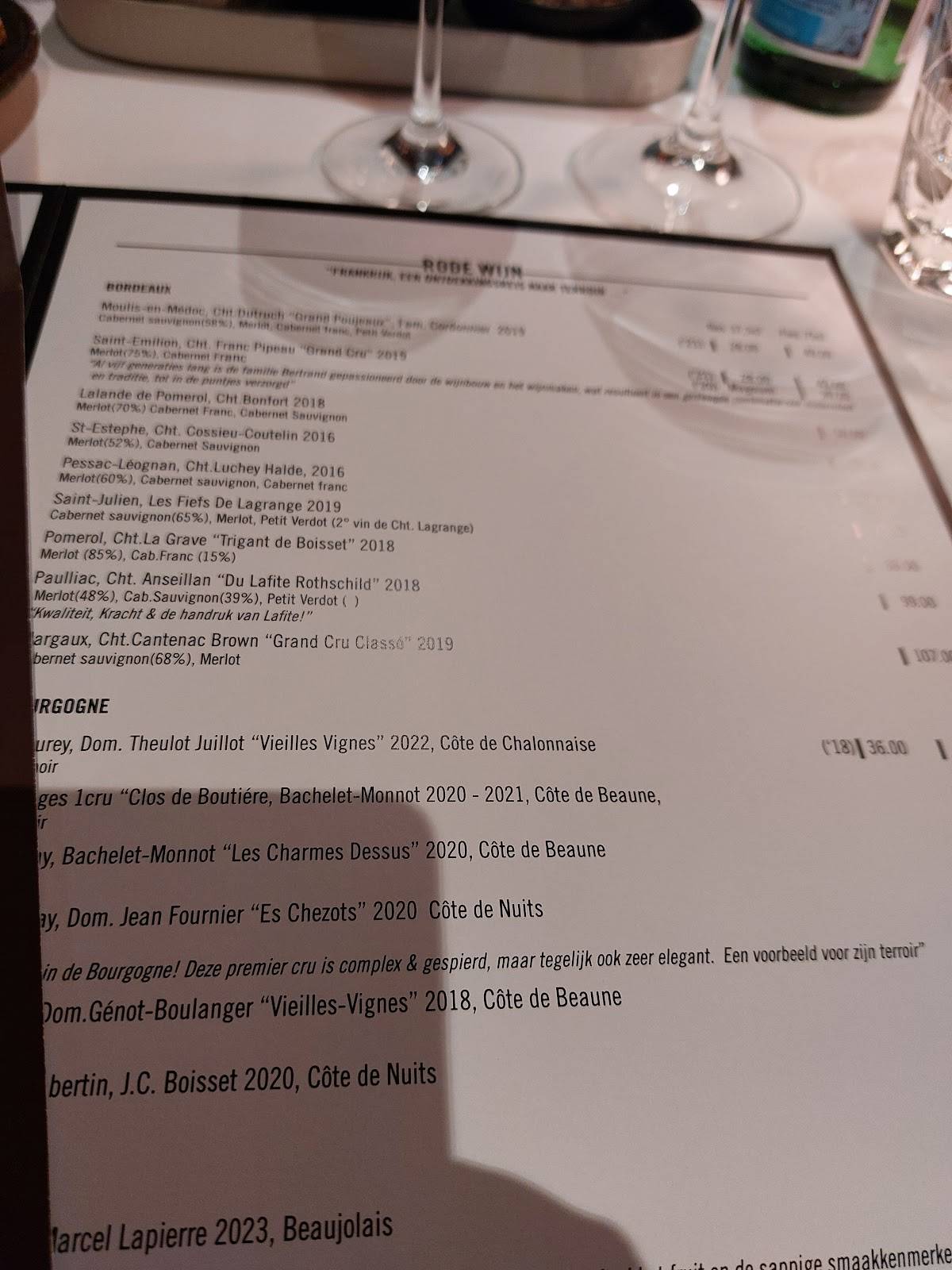 Menu de Bistro Mathilda