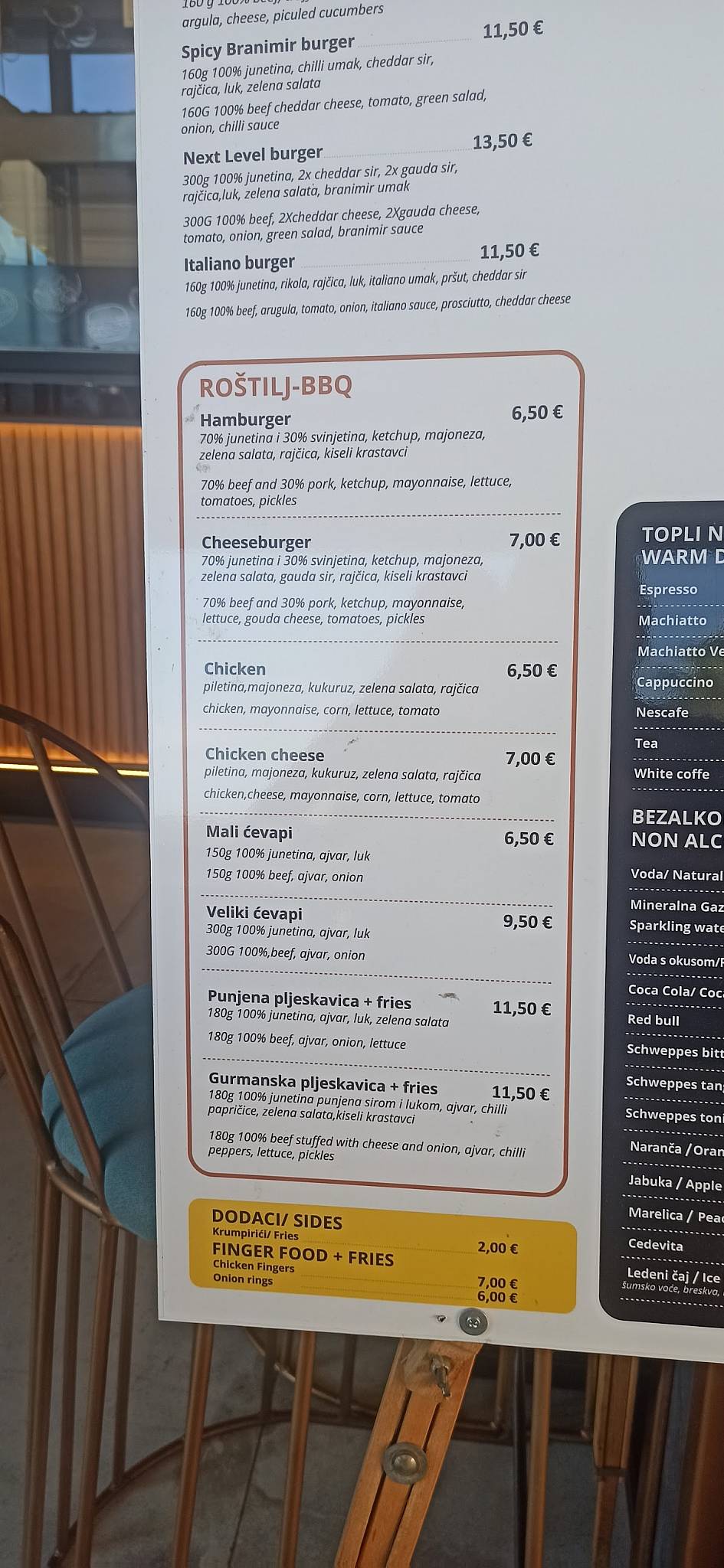 Menu di Bistro Pizzeria "Stil" - Zadar 