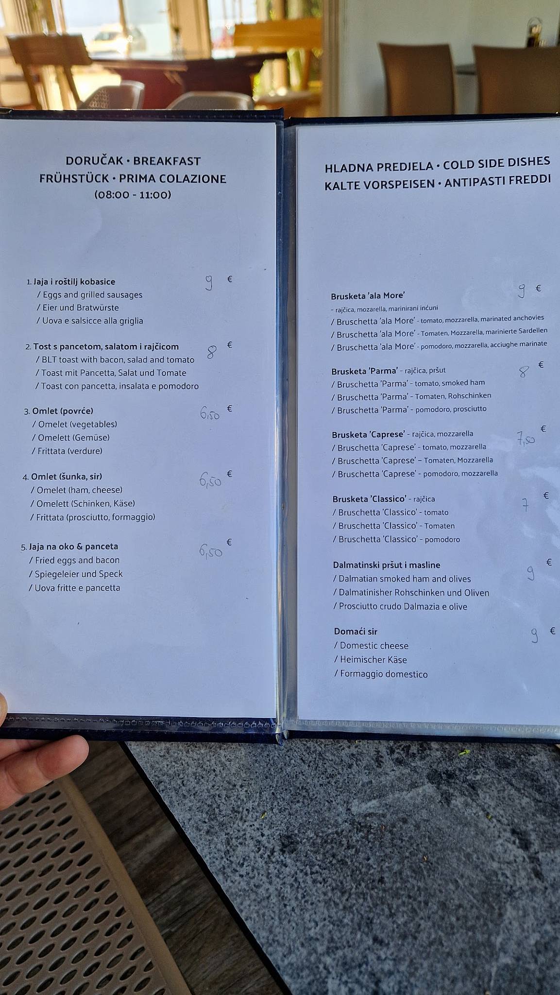 Menu di Bistro pizzerija "MORE" 