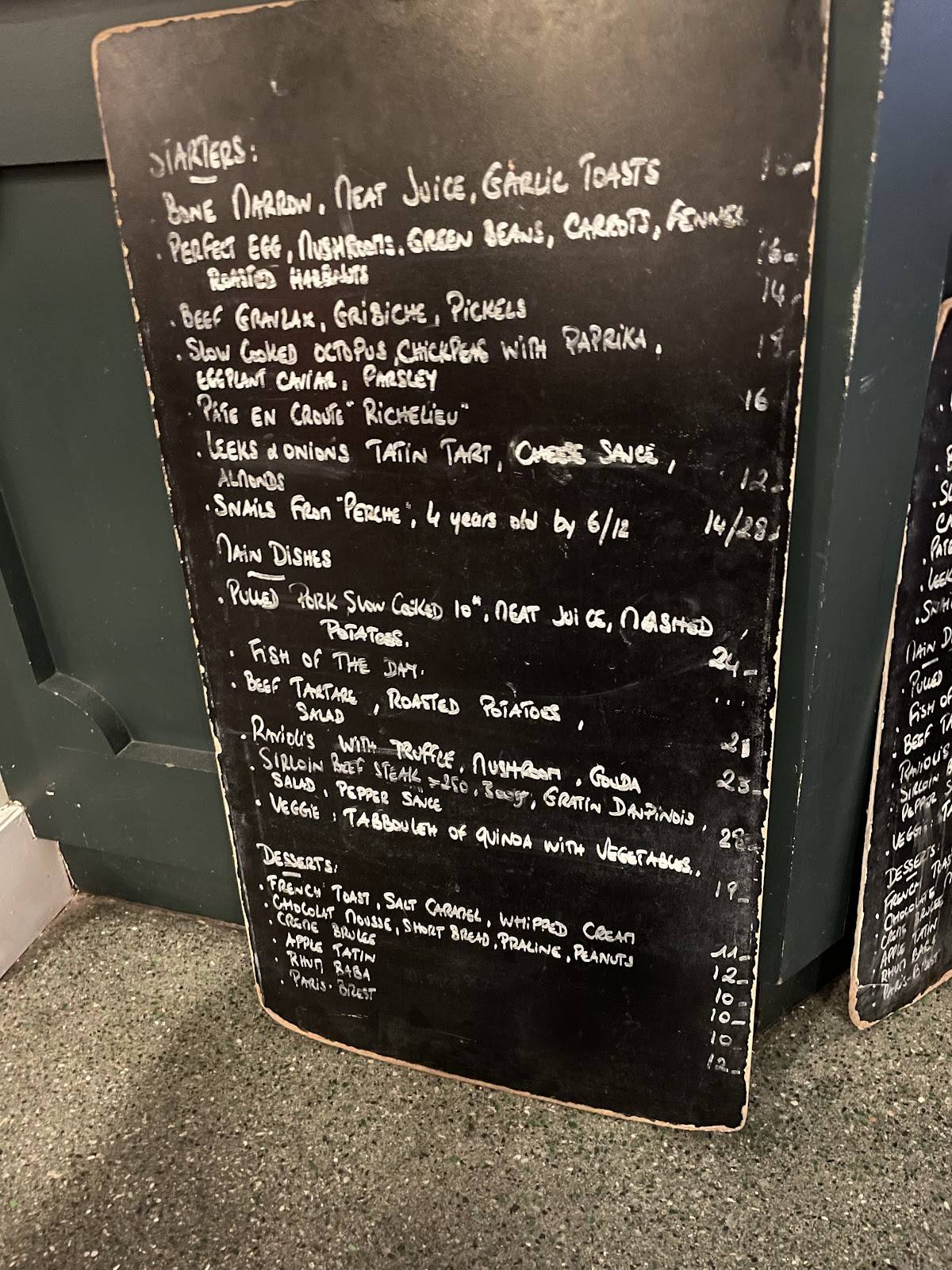 Menu de Bistrot Rougemont