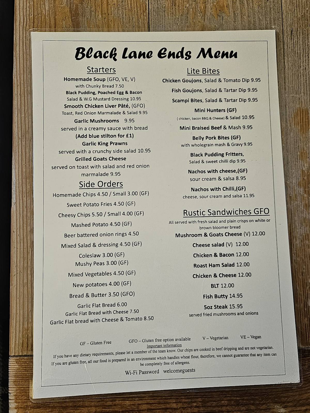 Menu At Black Lane Ends Tavern Pub Bar Colne menu-at-black-lane-ends-tavern-pub-bar-colne